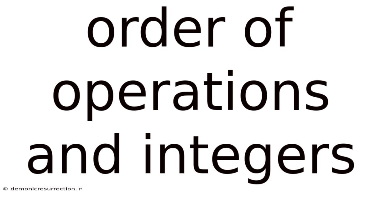 Order Of Operations And Integers