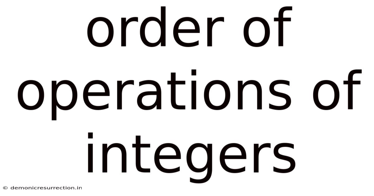 Order Of Operations Of Integers