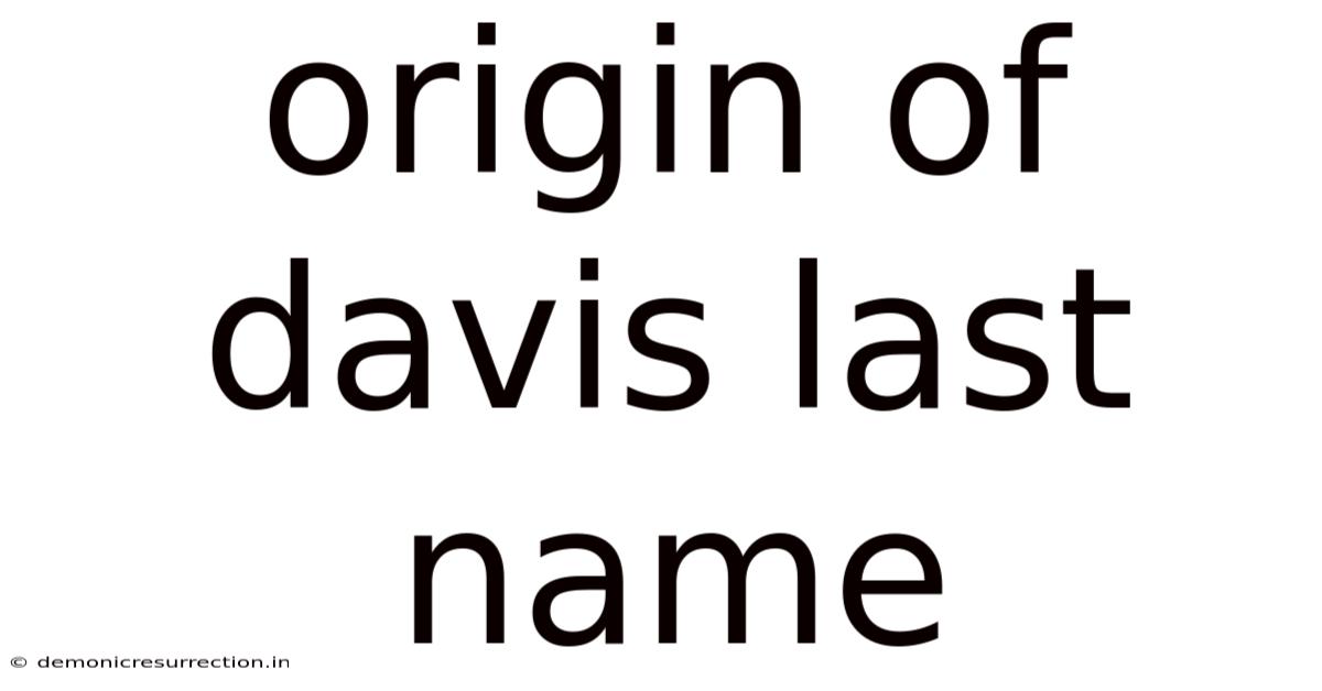 Origin Of Davis Last Name