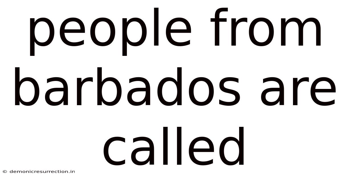 People From Barbados Are Called