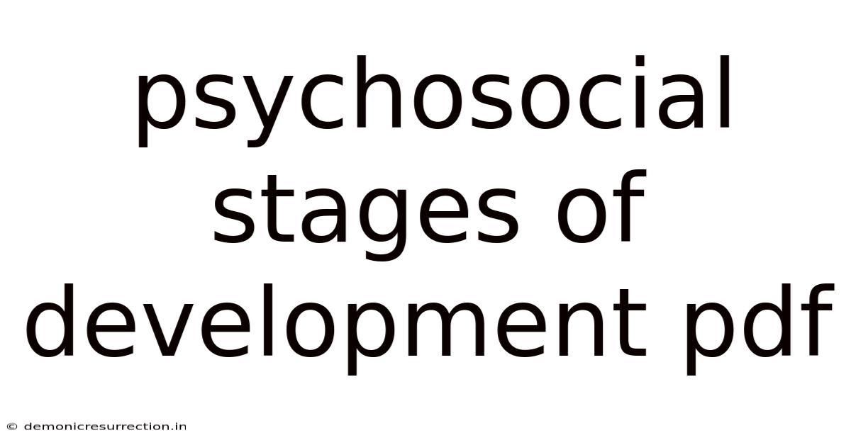 Psychosocial Stages Of Development Pdf