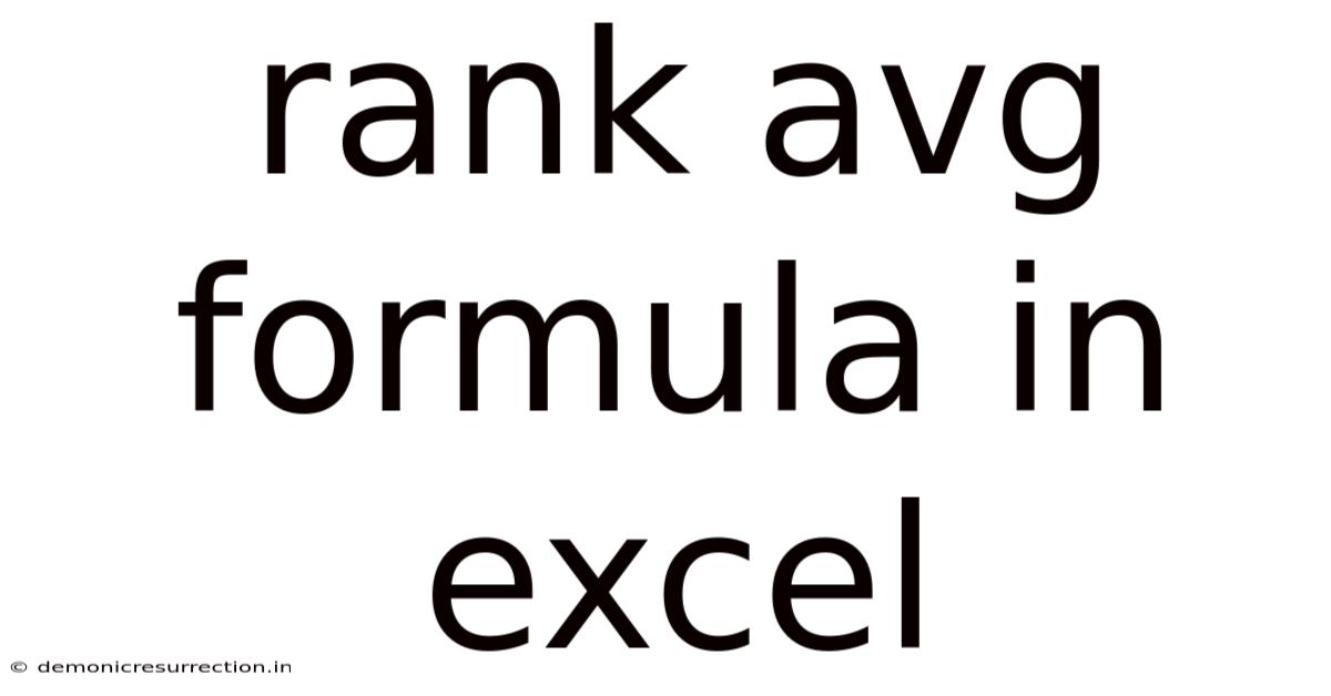 Rank Avg Formula In Excel