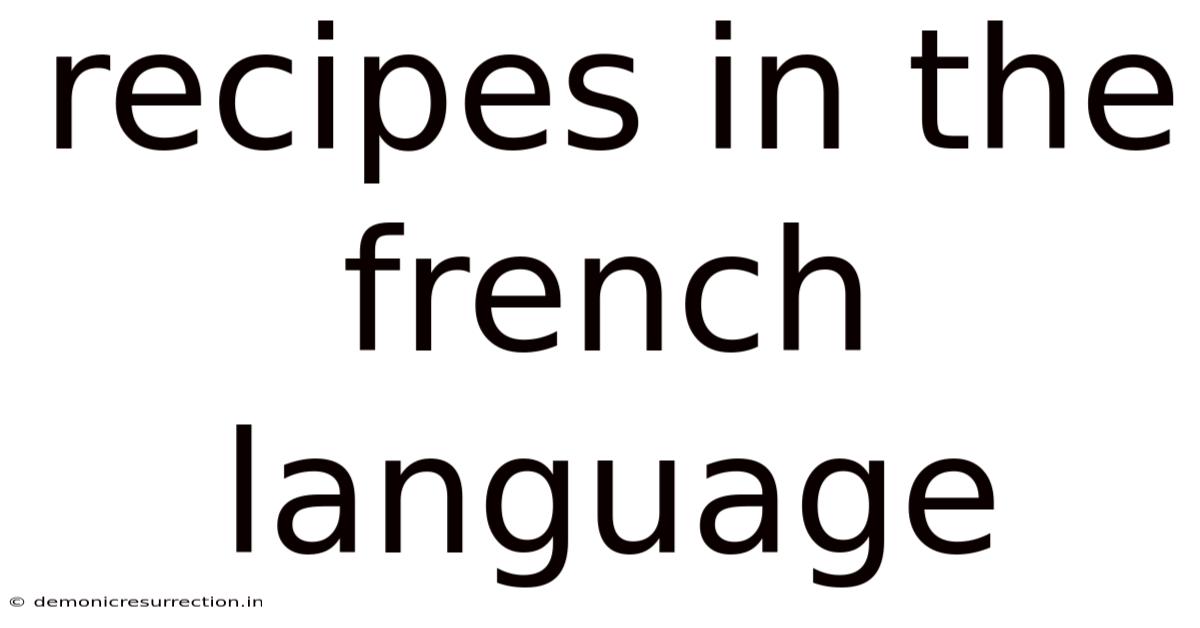 Recipes In The French Language