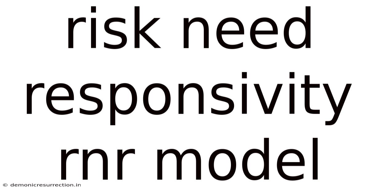 Risk Need Responsivity Rnr Model