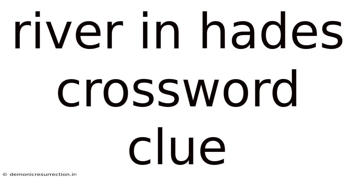 River In Hades Crossword Clue