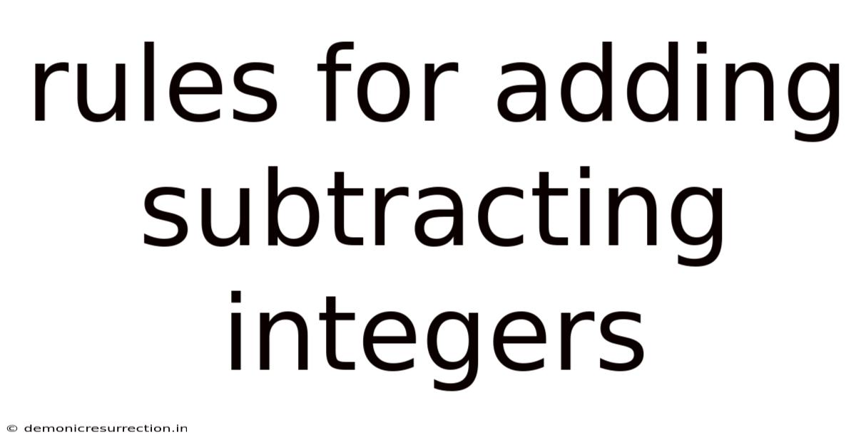Rules For Adding Subtracting Integers