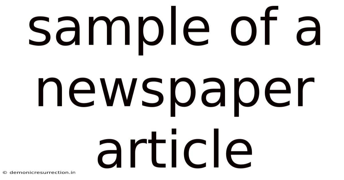Sample Of A Newspaper Article