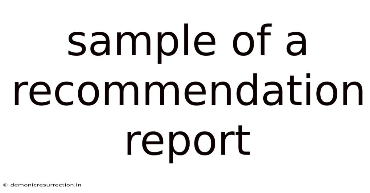 Sample Of A Recommendation Report