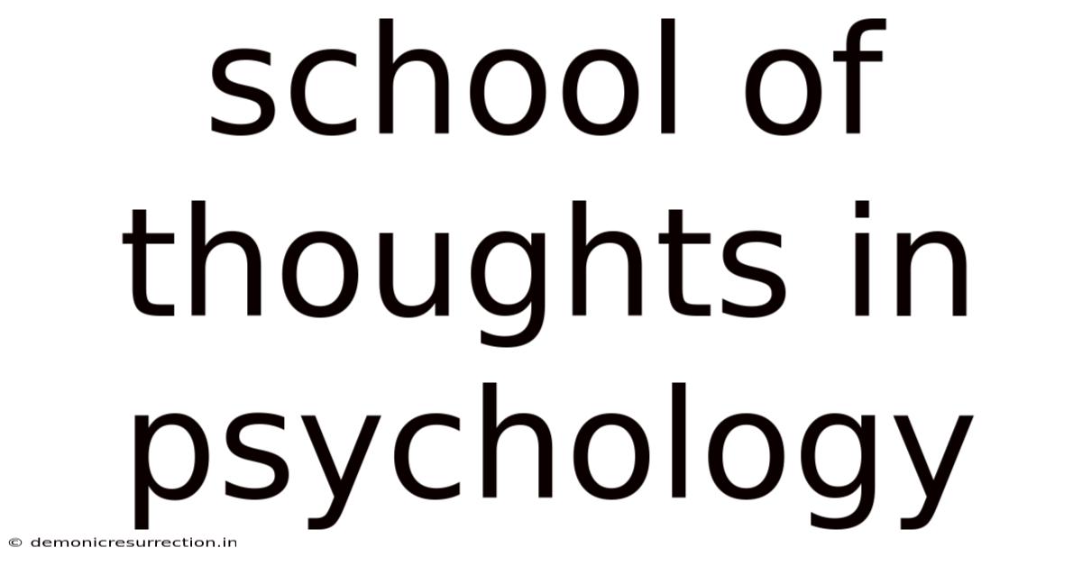 School Of Thoughts In Psychology