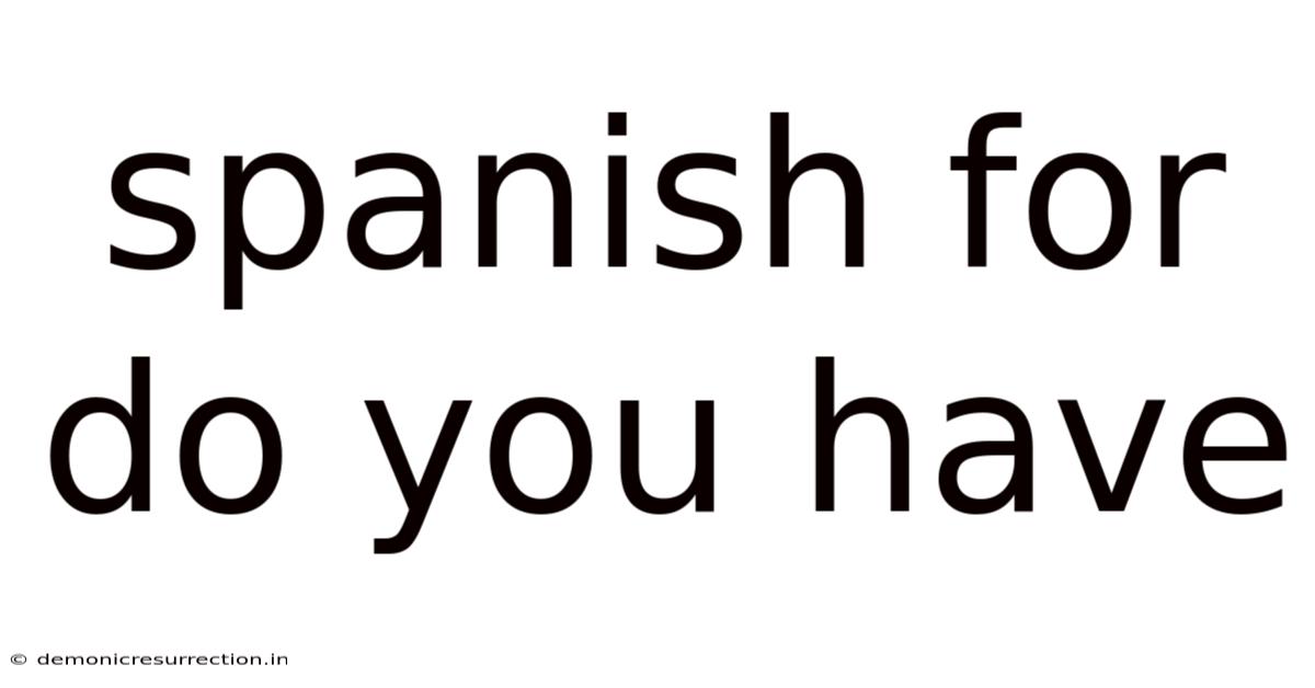 Spanish For Do You Have