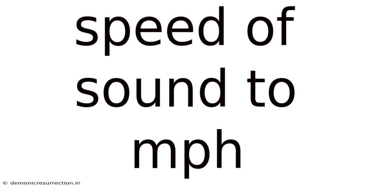 Speed Of Sound To Mph