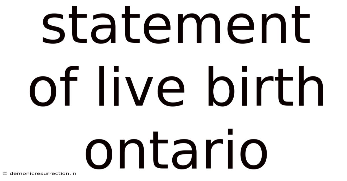 Statement Of Live Birth Ontario