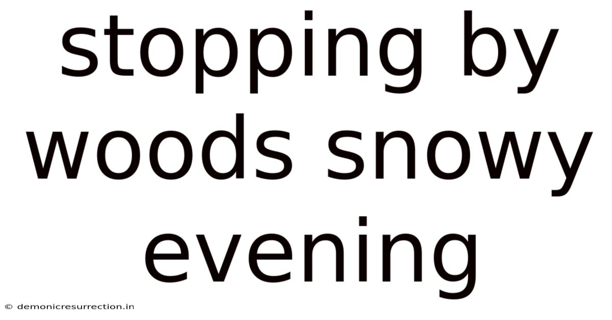 Stopping By Woods Snowy Evening