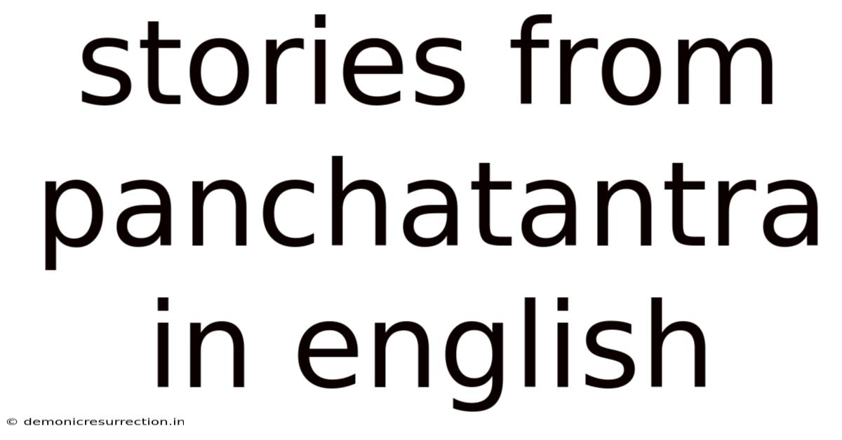 Stories From Panchatantra In English
