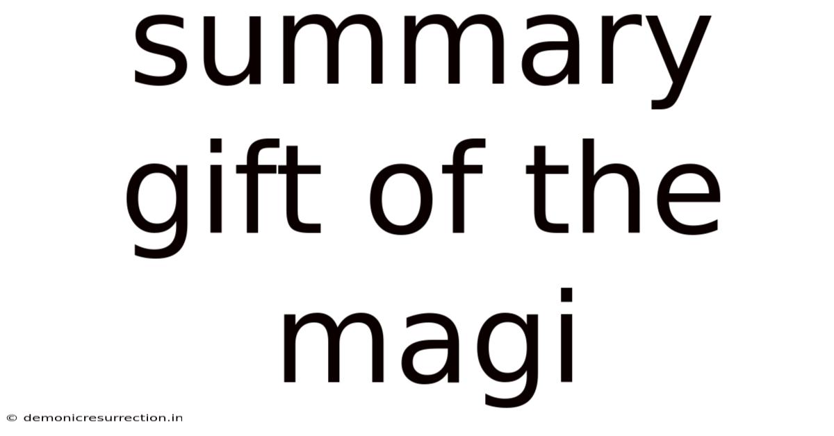 Summary Gift Of The Magi