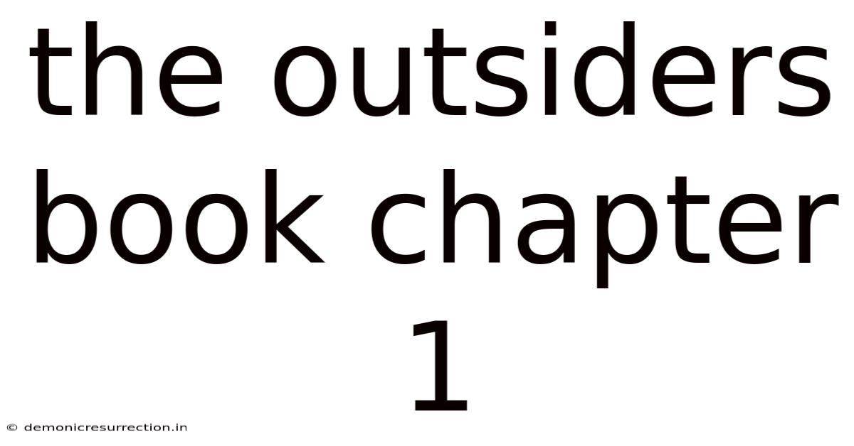 The Outsiders Book Chapter 1