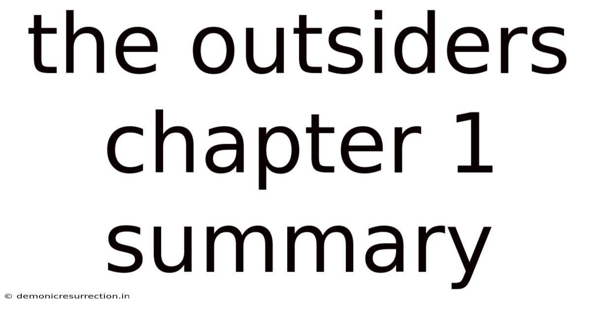 The Outsiders Chapter 1 Summary