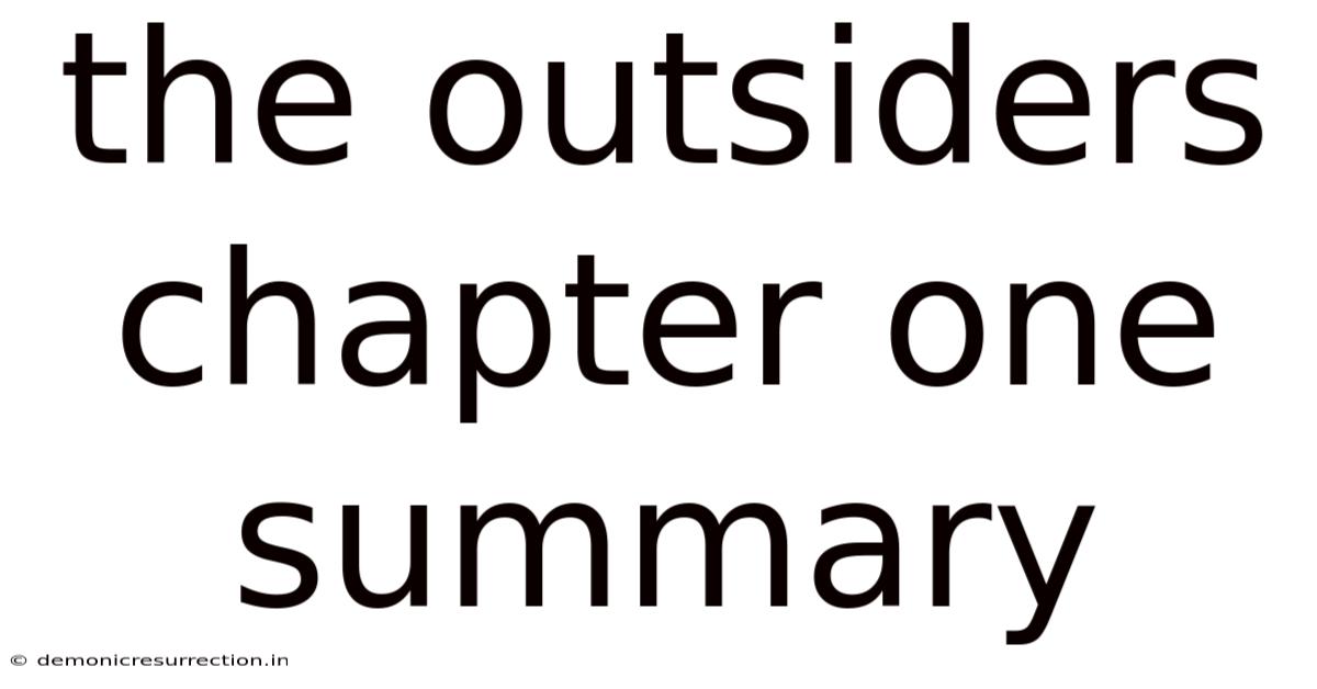 The Outsiders Chapter One Summary
