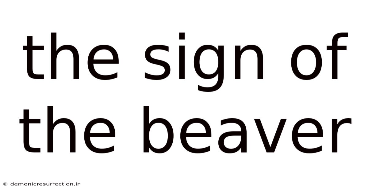 The Sign Of The Beaver