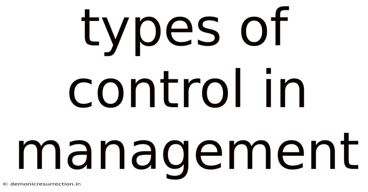 Types Of Control In Management