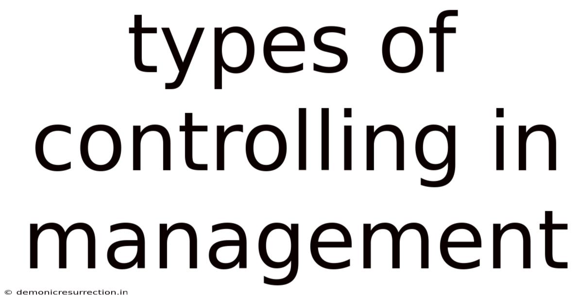 Types Of Controlling In Management