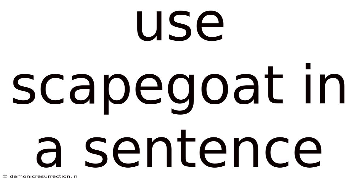 Use Scapegoat In A Sentence