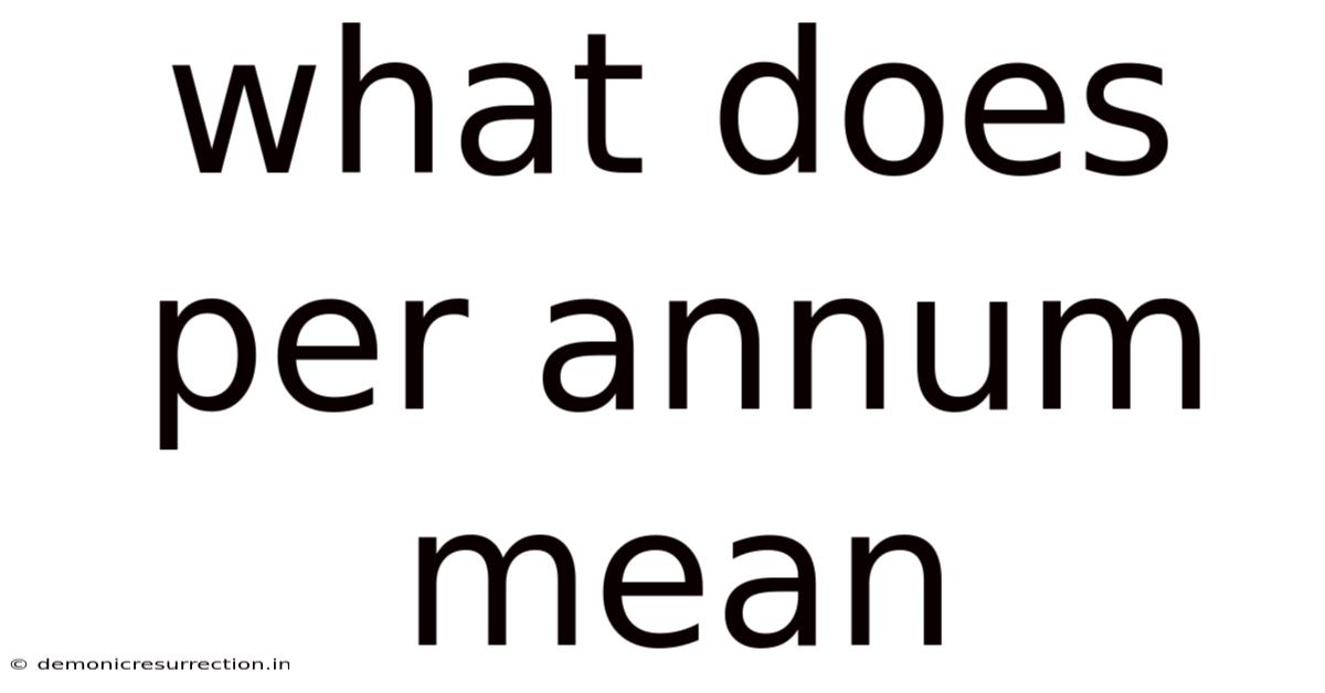 What Does Per Annum Mean