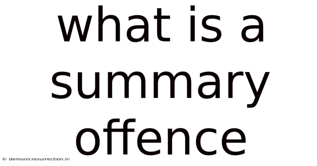 What Is A Summary Offence