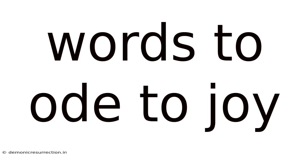 Words To Ode To Joy